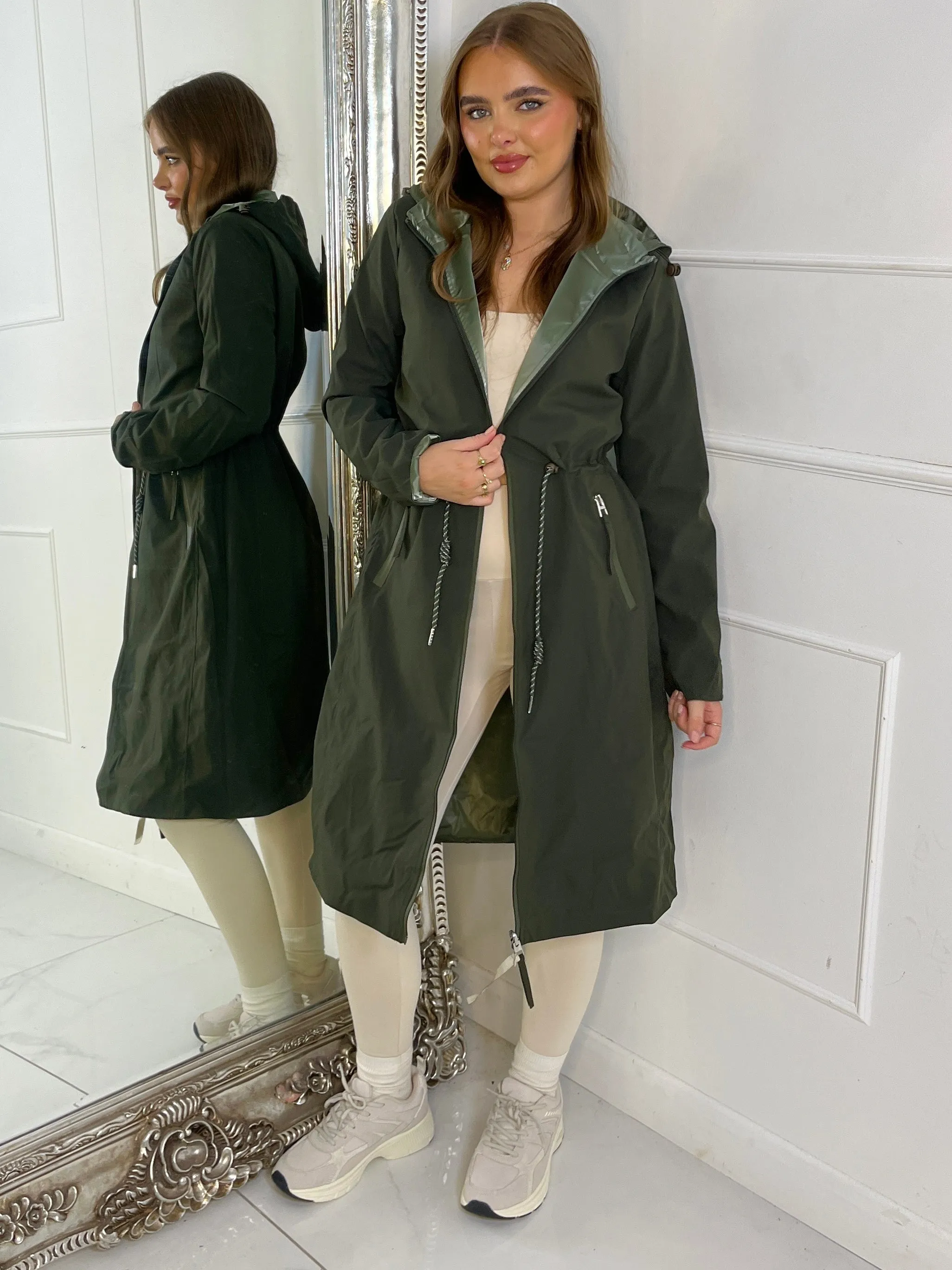 Reversible Long Length Jacket - Khaki