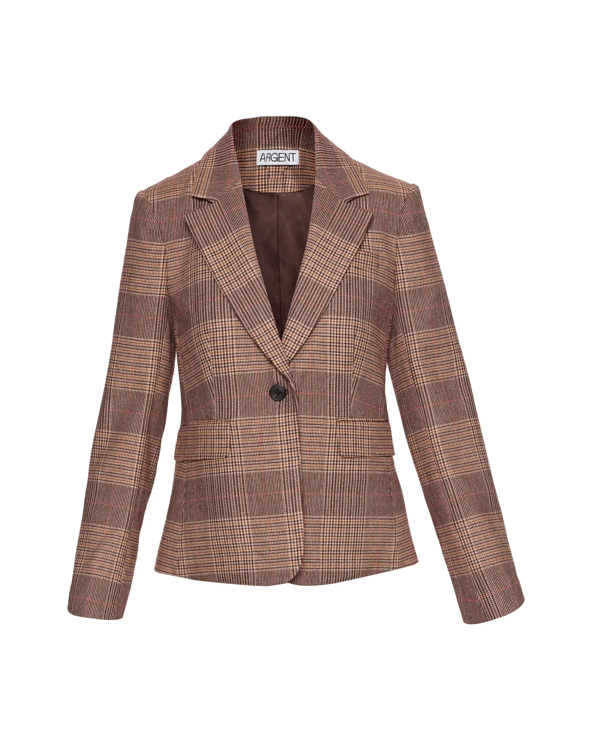 Schoolboy Blazer in Houndstooth Plaid | Brown Multi