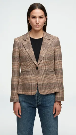 Schoolboy Blazer in Houndstooth Plaid | Brown Multi