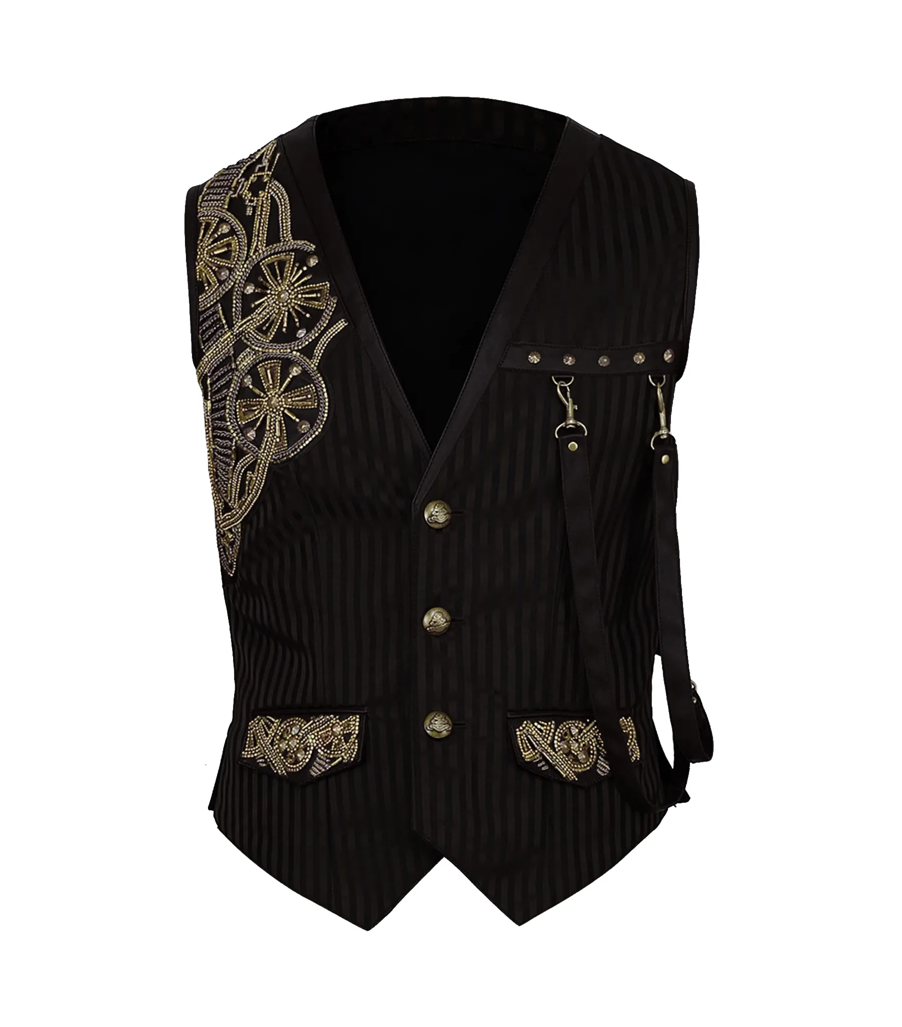 Steampunk's Gear Embroidered Men's Waist Coat