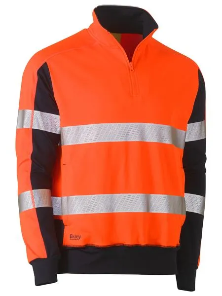 Taped Two Tone Hi Vis Contrast Stretchy 1/4 Zip Pullover - BK6817T