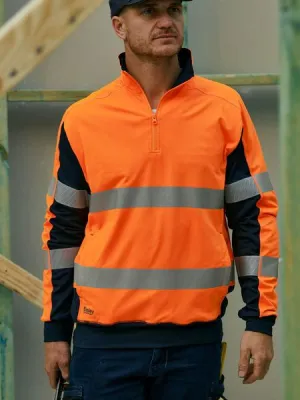 Taped Two Tone Hi Vis Contrast Stretchy 1/4 Zip Pullover - BK6817T