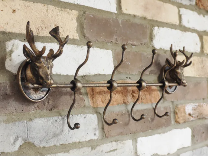 Vintage Style Stag Head Coat Rack with 4 Hook