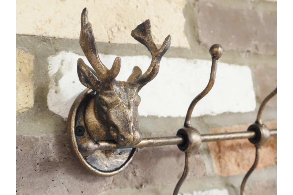 Vintage Style Stag Head Coat Rack with 4 Hook