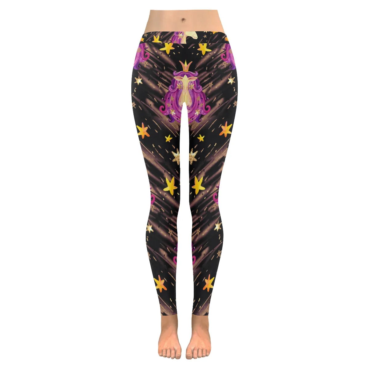 Watercolor unicorn seamless pattern Women's Low Rise Leggings (Invisible Stitch)