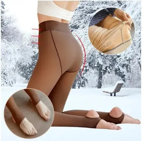 Winter Warm Leggings Women Sexy Slim Translucent Pantyhose Elastic High Waist Legging Panty Sock Thick Stretchy Thermal Leggings